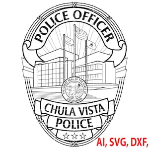 Chula Vista Police Officer Badge, Logo, Seal, Custom, Ai, Vector, SVG, DXF, PNG, Digital
