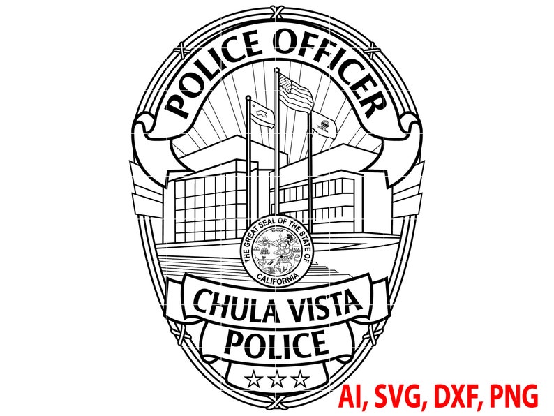 Chula Vista Police Officer Badge Logo Seal Custom Ai Etsy