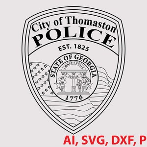 Estado de Georgia, placa de policía de la ciudad de Thomaston, Vector, SVG, Dxf, Png
