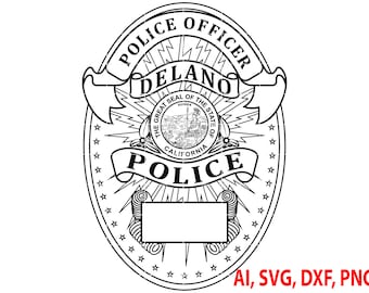 Delano California Police Badge Logo - Vector SVG DXF PNG (Digital)