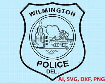 Wilmington Police Logo, Seal, Badge, Custom, Ai, Vector, SVG, DXF, PNG,