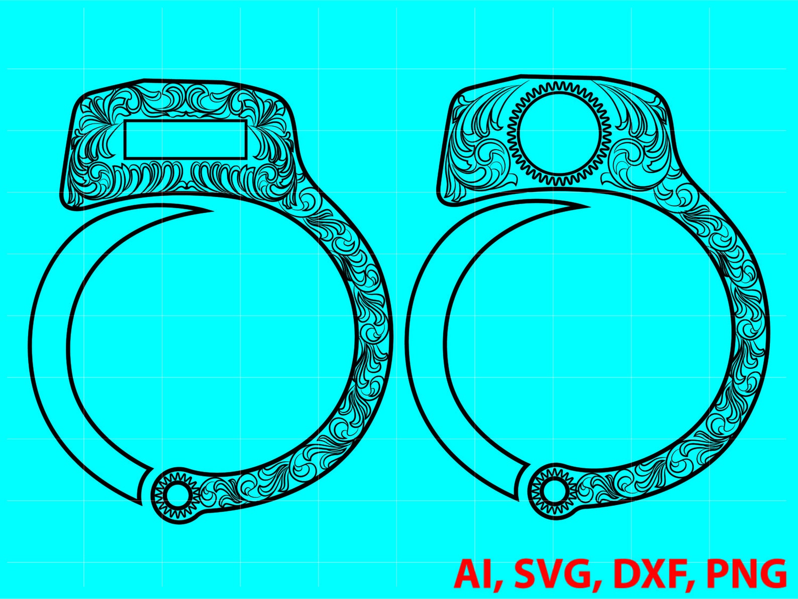 Handcuffs Scroll Design Custom Ai Vector SVG DXF PNG - Etsy