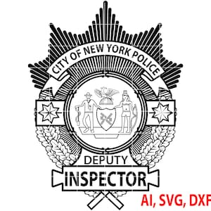 New York Police Deputy Inspector Badge, Logo, Seal, Custom, Ai, Vector, SVG, DXF, PNG, Digital