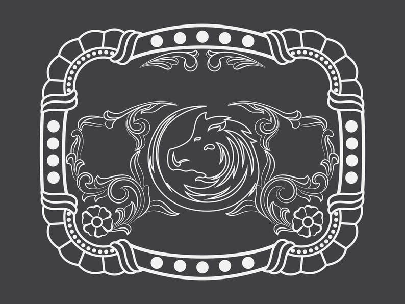 Cowboy Belt Buckle Vector Design | Western Engraving Svg Dxf Png Ai ...
