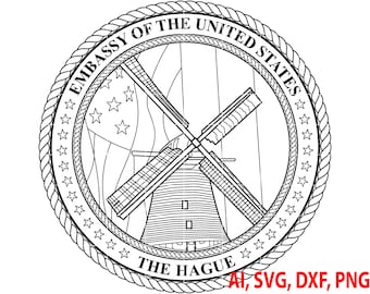 Insignia, logotipo, sello, personalizado, Ai, vector, SVG, DXF, PNG, digital, de la Embajada de los Estados Unidos