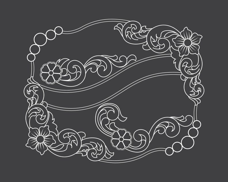 Belt Buckle Scroll Engraving File SVG Vector (digital Download) - Etsy