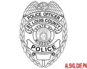 St Louis County Police Officer Badge Vector Art (SVG, DXF, PNG, Ai)