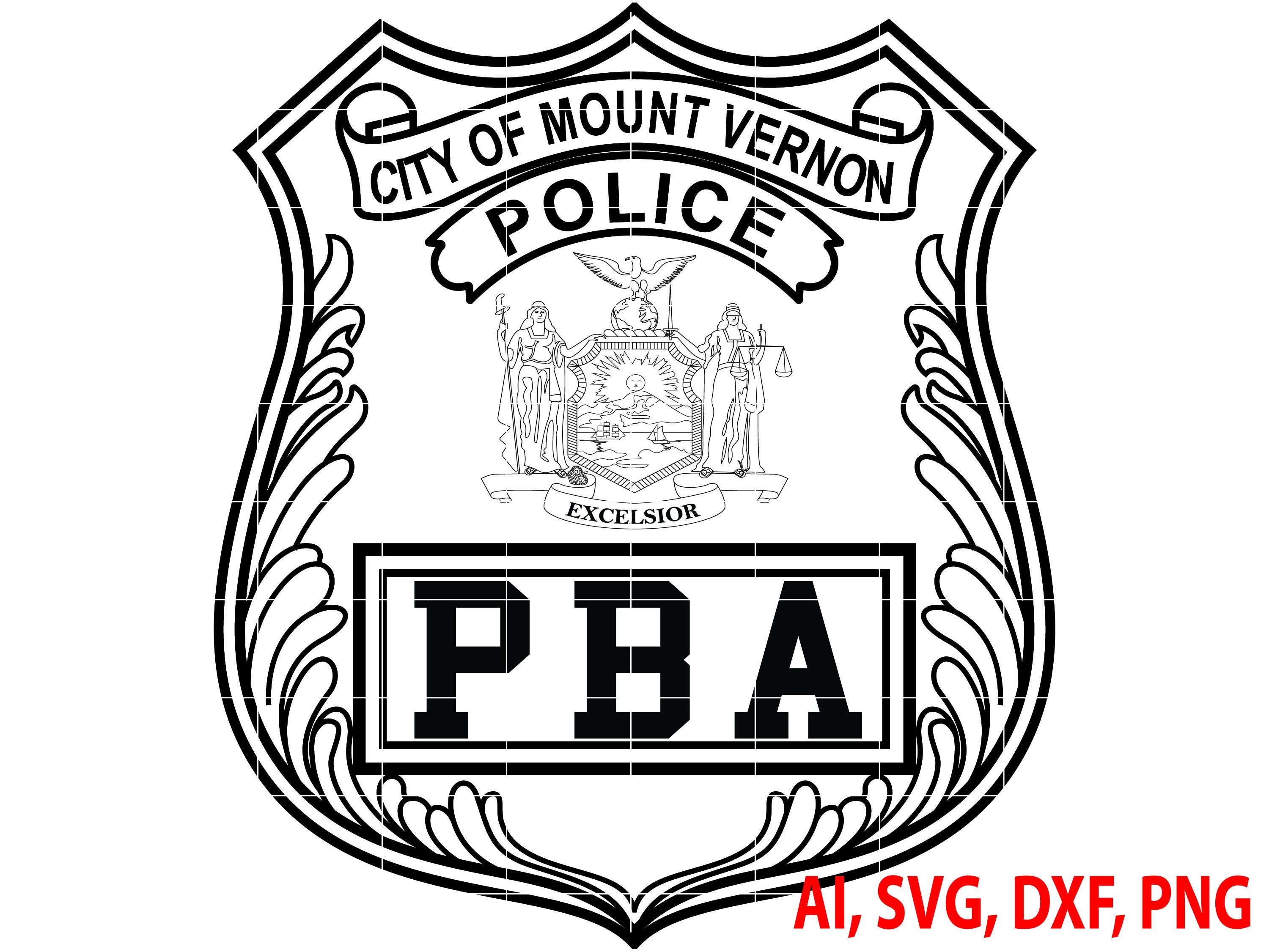 Police Badge, State of New York, City of Mount Vernon, Police Badge, Logo, Seal, Custom, Ai