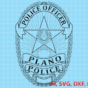 State of Texas Plano Police Officer Badge, Seal, Logo, Custom, Ai, Vector, SVG, DXF, PNG,