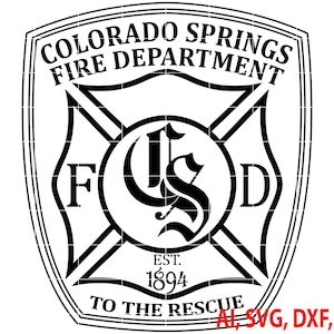 Colorado Springs Fire Dept Badge, Logo, Zegel, Aangepast, Ai, Vector, SVG, DXF, PNG, Digitaal