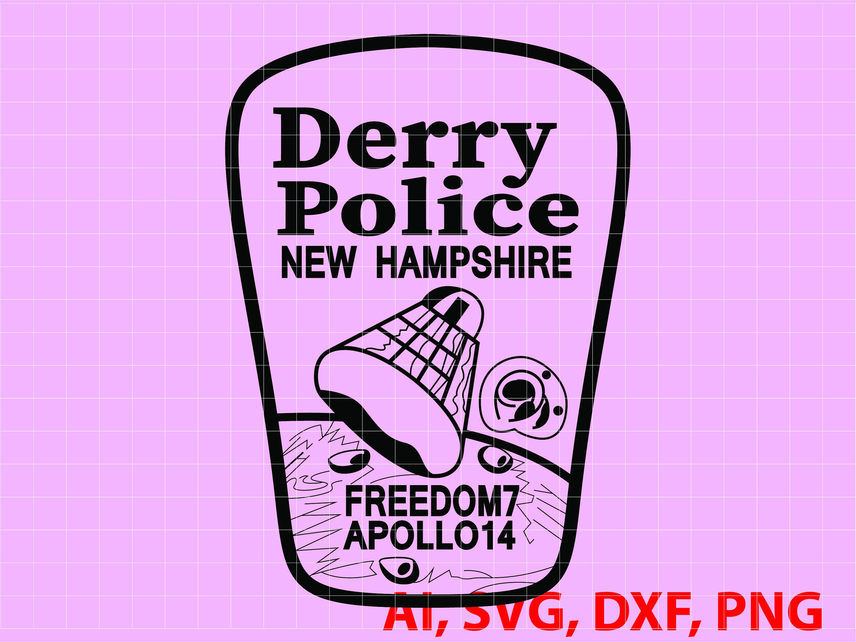 New Hampshire Derry Police Badge Logo Seal Custom Ai Etsy