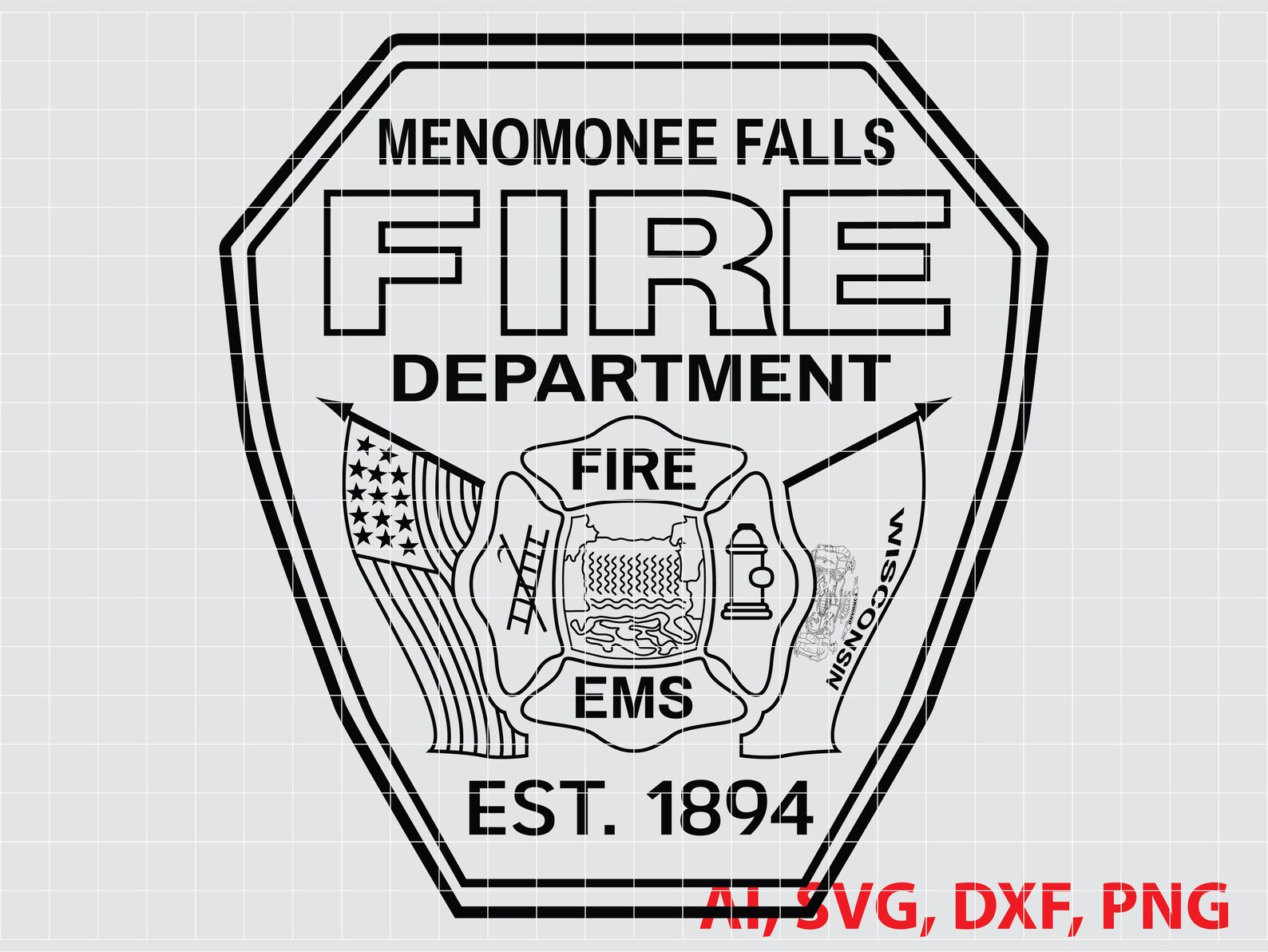 Menomonee Falls Fire Dept. EMS Logo Seal Custom Ai Vector Etsy