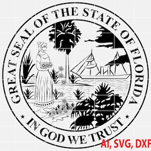 Distintivo del Gran Sigillo dello Stato della Florida, Logo, Sigillo, Personalizzato, Ai, Vettore, SVG, DXF, PNG, Digitale