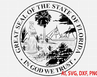 Great Seal of the State of Florida Badge, Logo, Seal, Custom, Ai, Vector, SVG, DXF, PNG, Digital
