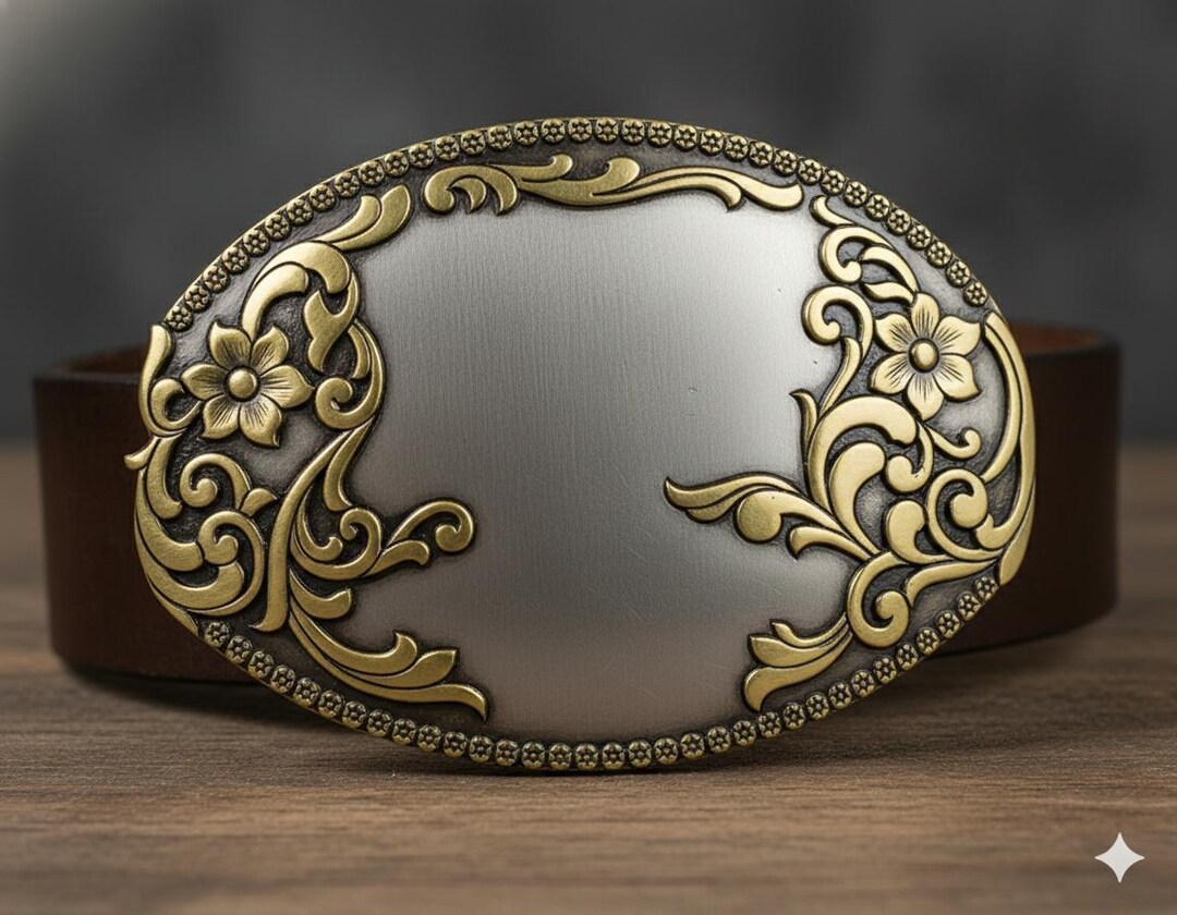Floral Scrollwork Belt Buckle Vector – Western Engraving Design (svg ...