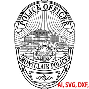 Montclair Police Officer Badge Vector File (CNC, Laser, Cricut)