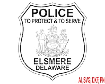 Delaware Elsmere Police Badge Vector Art, Ai,SVG, DXF, PNG, Archivos Digitales