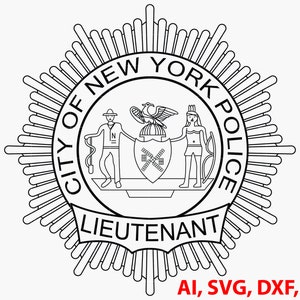 New York Lieutenant Police Badge, Logo, Seal, Custom, Ai, Vector, SVG, DXF, PNG, Digital