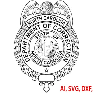 North Carolina Department of Correction Badge, Logo, Seal, Custom, Ai, Vector, SVG, DXF, PNG, Digital