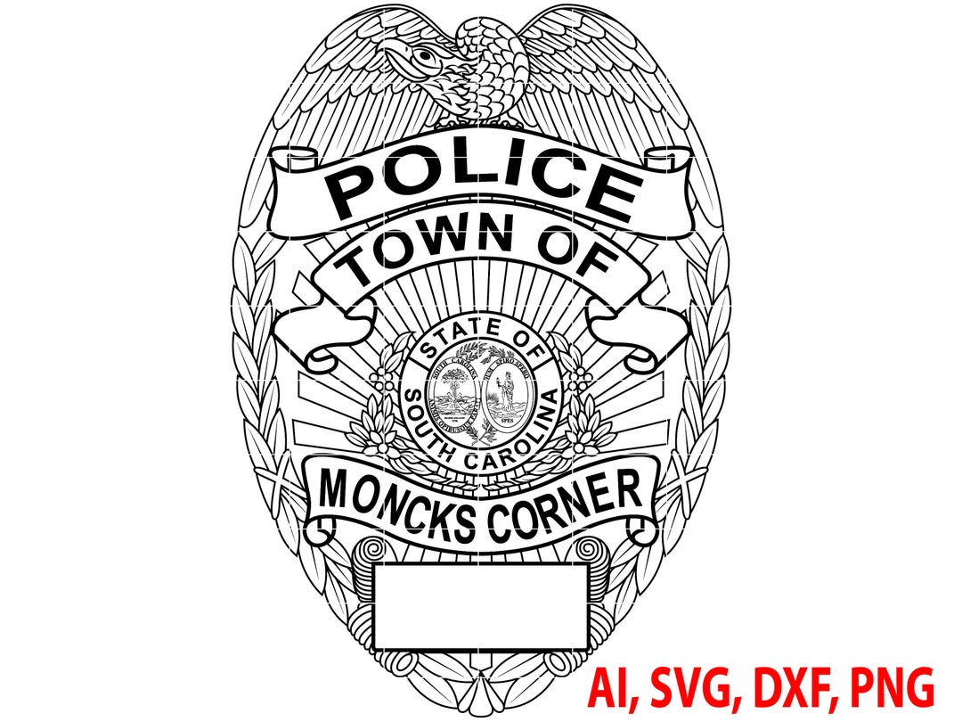 Moncks Corner Police Badge, Logo, Seal, Custom, Ai, Vector, SVG, DXF, PNG, Digital Etsy