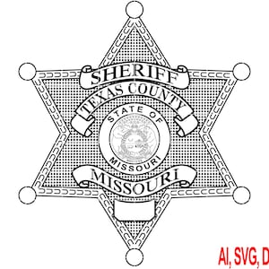 Sheriff Badge Vector Art: Texas & Missouri (SVG, DXF, PNG)