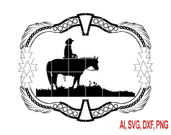 Archivo SVG vectorial de grabado de hebilla de cinturón de vaquero (descarga digital)
