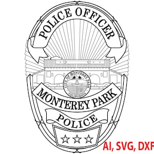 Police Badge Monterey Park  California Police Badge, Logo, Seal, Custom, Ai, Vector, SVG, DXF, PNG, Digital