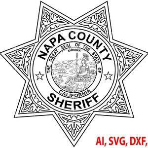 Sheriff Badge, State of California Napa County Sheriff Badge, Logo, Seal, Custom, Ai, Vector, SVG, DXF, PNG, Digital