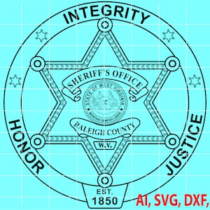 Raleigh County Sheriff Badge, Logo, Seal, Custom, Ai, Vector, SVG, DXF, PNG, Digital