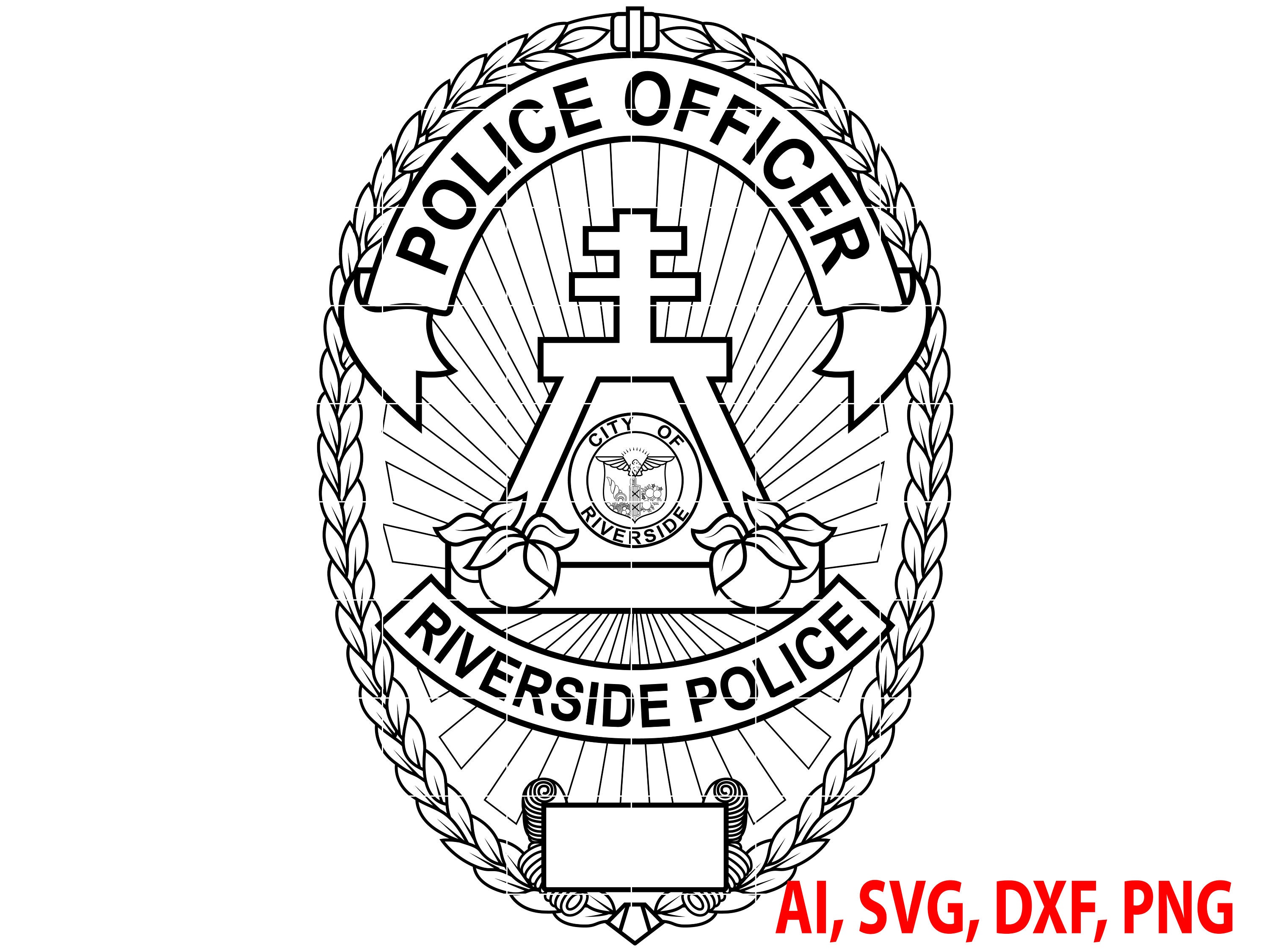 Riverside Police Officer Badge, Logo, Seal, Custom, Ai, Vector, SVG