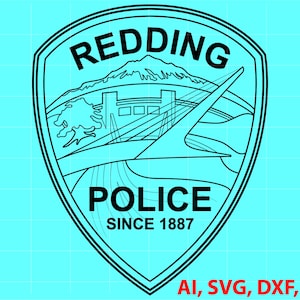Redding Police Badge, Logo, Seal, Custom, Ai, Vector, SVG, DXF, PNG, Digital