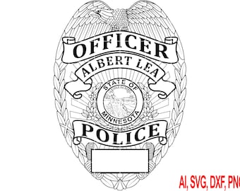 Archivo vectorial de placa de policía de Albert Lea, Minnesota (láser, CNC, Cricut)