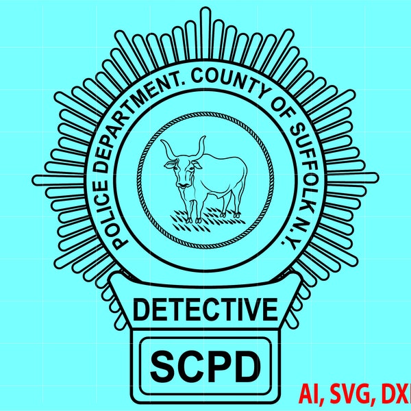 State of New York Suffolk County Police Detective Badge, Logo, Seal, Custom, Ai, Vector, SVG, DXF, PNG, Digital