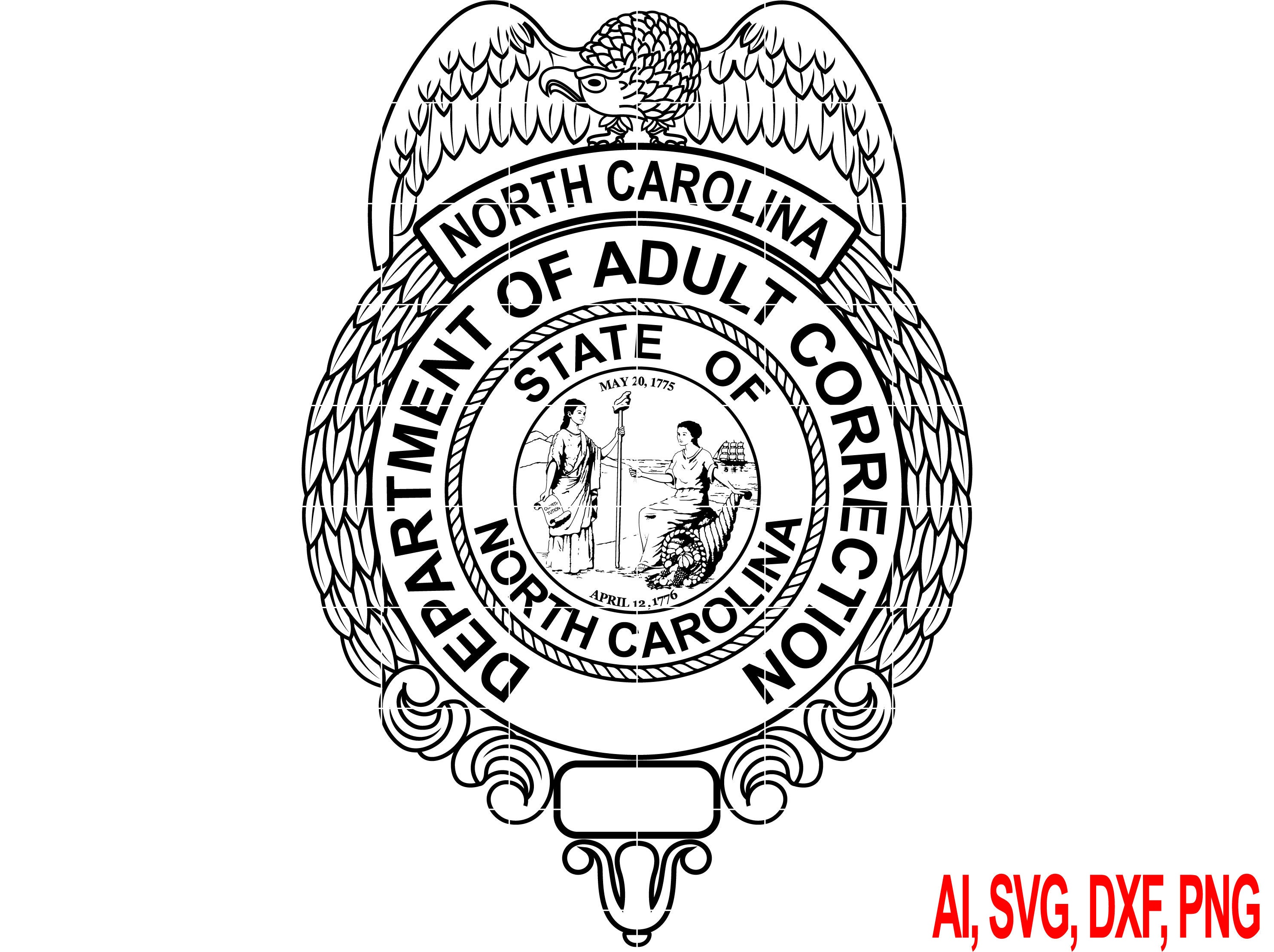 North Carolina Department of Adult Corrections Badge Vector art