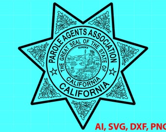 California Parole Badge SVG | State Law Shield Agent DXF