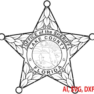 Sheriff Badge, Lake County Florida Sheriff Badge, Logo, Seal, Custom, Ai, Vector, SVG, DXF, PNG, Digital