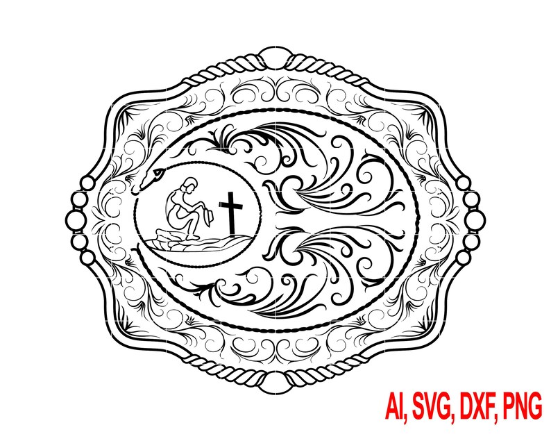 Scrollwork Belt Buckle Engraving File | Western Laser Cut Design (svg ...