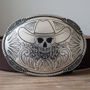 Cowboy Skull Scroll Buckle Engraving File SVG Vector (Digital Download)