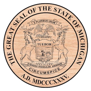Michigan State Seal Vector, Custom Logo Badge (SVG, DXF, PNG)