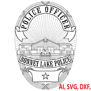 Bonney Lake Police Officer Badge, Logo, Seal, Custom, Ai, Vector, SVG, DXF, PNG, Digital