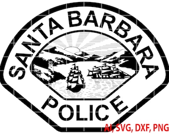 Insignia de la Policía de Santa Bárbara, logotipo, sello, personalizado, Ai, vector, SVG, DXF, PNG, digital