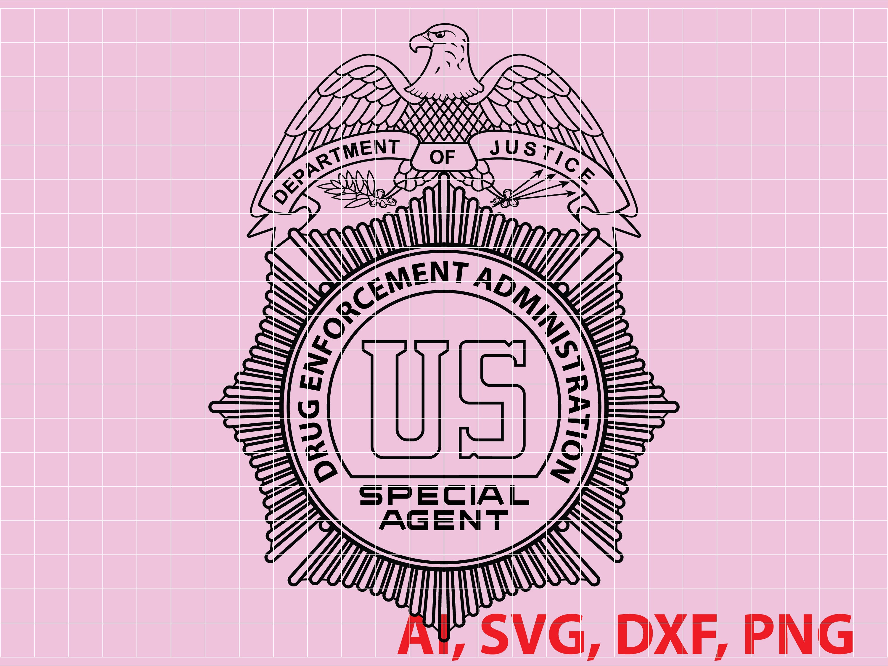 DEA Special Agent Badge Vector, US Department of Justice Logo