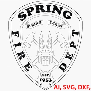 Spring Fire Dept. Badge, Logo, Seal, Custom, Ai, Vector, SVG, DXF, PNG, Digital