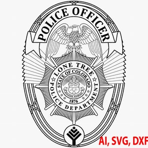 State of Colorado Lone Tree Police Officer Badge, Logo, Seal, Custom, Ai, Vector, SVG, DXF, PNG, Digital