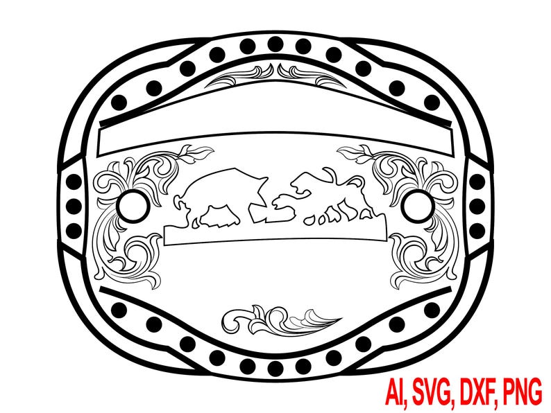 Western Cowboy Belt Buckle Vector Art | Laser Engraving File - Etsy