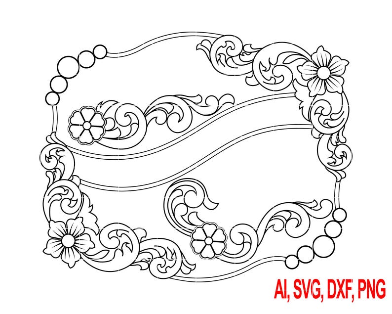 Belt Buckle Scroll Engraving File SVG Vector (digital Download) - Etsy