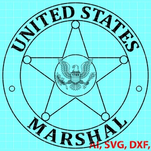 United States Marshal Badge, Logo, Seal, Custom, Ai, Vector, SVG, DXF, PNG, Digital