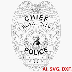 Washington State Royal City Police Badge, Logo, Seal, Custom, Ai, Vector, SVG, DXF, PNG, Digital