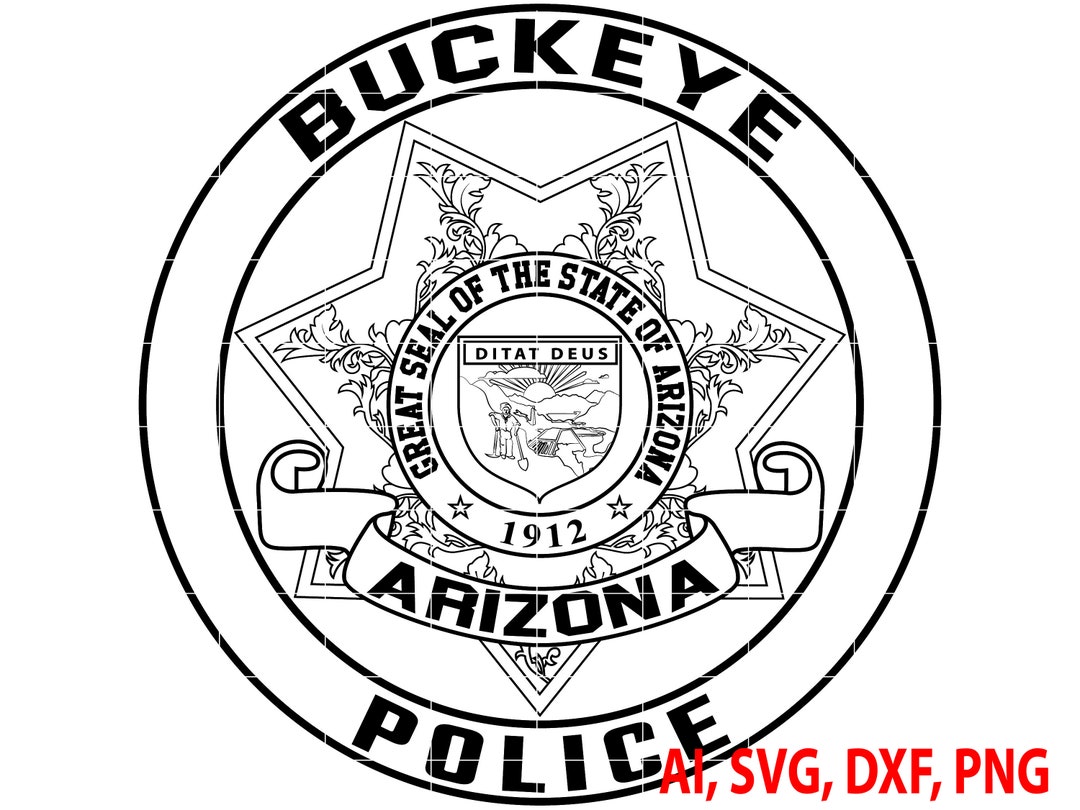 Placa de policía, placa de policía del estado de Arizona Buckeye, logotipo,  sello, personalizado, Ai, vector, SVG, DXF, PNG, digital - Etsy México, image size:1080x810