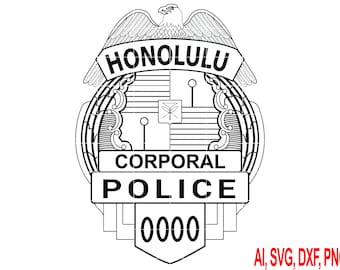 Archivo vectorial de la insignia de cabo de la policía de Honolulu (CNC, láser, Cricut)